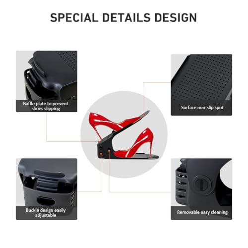 New Shoe Slots Organizer 12 Pack - Upgrade Shoe Stackers for a Pair Of Shoes, Shoe Storage Shoe Space Savers 50%, 5 Levels Adjustable Space Savin