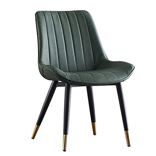 Modern PU Leather High Back Padded Soft Seat Metal Legs Office Living Room Counter Lounge Dining Chair (Color : Brown)