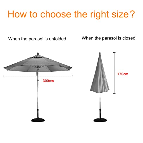 OKPOW Parasol Cover, Heavy Duty Rip Proof 600D Oxford Fabric Parasol Covers Waterproof, Windproof, Anti-UV, Large Umbrella Cover with Zip (170 *