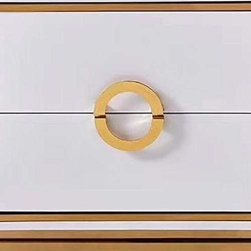 JYDQM Bedside Table with Double Drawer Design, Stainless Steel Metal Plating Frame Simple Bedside Table, White