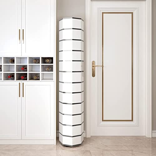 LILIKY Creative Circular Column Cylinder Rotary Shoe Cabinet Multi-function Entrance Hall Narrow Balcony Storage (Color : B, Size : 50 * 13.8in)