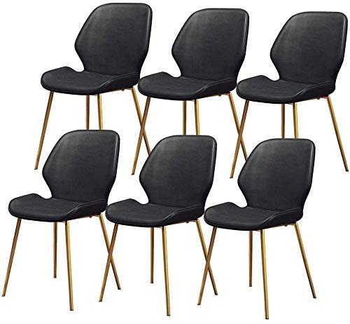 dining chair Kitchen Dining Room Furniture Chairs Dining Chairs Set Of 6 Vintage Dining Side Chairs PU Cushion Seat Bar Chairs Metal Legs Non-Sli