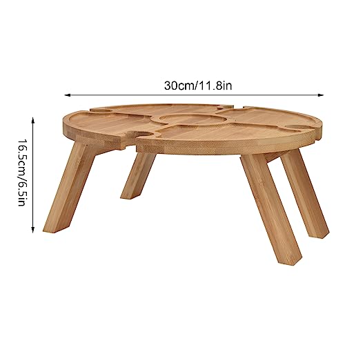 FTVOGUE Outdoor Picnic Table Wooden Folding Table with Wine Glass Holder for Family Hiking Camping Outdoor Dinner