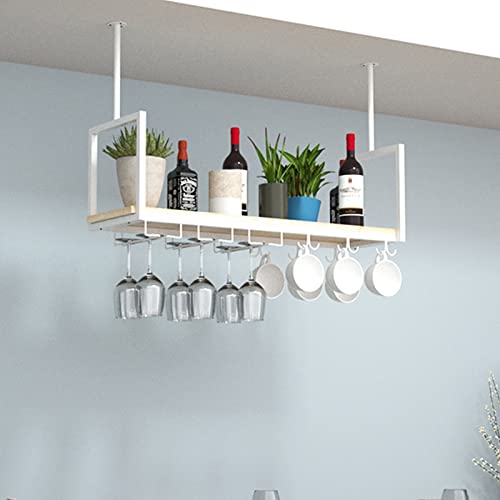 EYLINK Wall Mounted Wine Rack Ceiling Hanging Wine Rack/Plant Rack Roof Wall Hanging Rack European-Style Metal Wine Glass Rack Bar Kitchen Bedroo