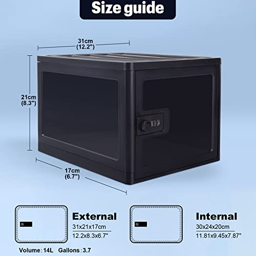 Lockable Box, Clear Lockable Storage Box for Food,Tech and Home Safety, Medicine Lock Box for Safe Medication,Lockable Storage Bin, Tablet Phone