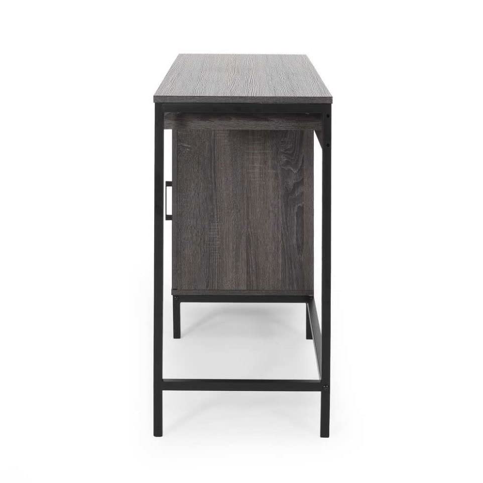 N/A Imitation Wood Computer Desk Dark Grey Black Desk Desk With Locker Drawer Office Furniture Home (Color : A)