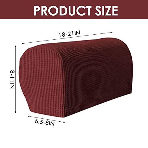 Yamvisa Armchair Covers, Set of 4 Armrest Chair Covers Non-Slip Arm Protector Stretch Armchair Couch Anti-Scratch Furniture Slipcovers for Sofa C