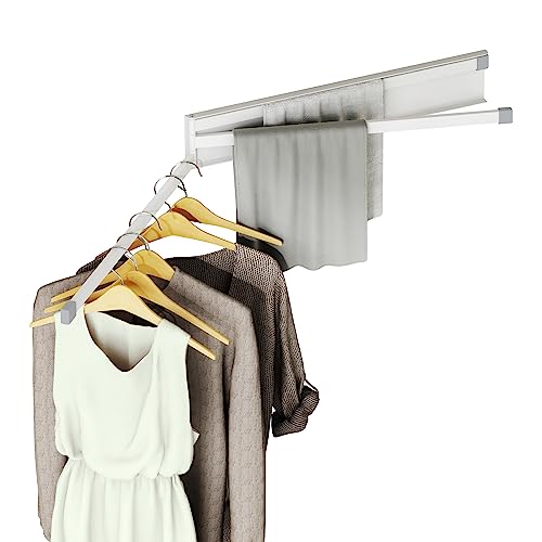 CHAHUANV Wall Mounted Towel Holder Rack,Towel Bar Swivel with 3-Arm,Space Saving Clothing Rack for Laundry,White