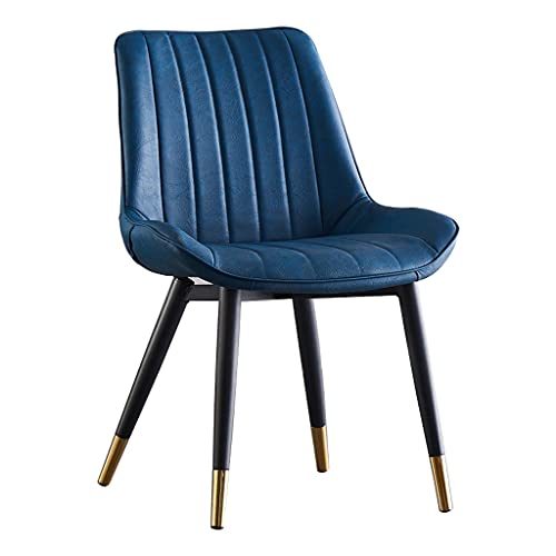 Modern PU Leather High Back Padded Soft Seat Metal Legs Office Living Room Counter Lounge Dining Chair (Color : Brown)