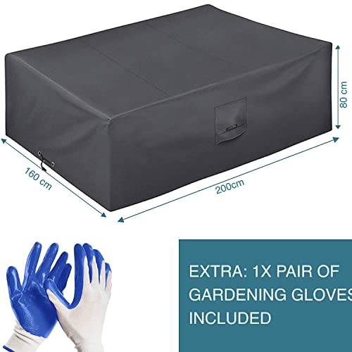 smartpeas Outdoor Furniture Covers - 200 * 160 * 80Cm - Waterproof Cover For Patio Rattan Table & Chairs +Plus: Garden Gloves