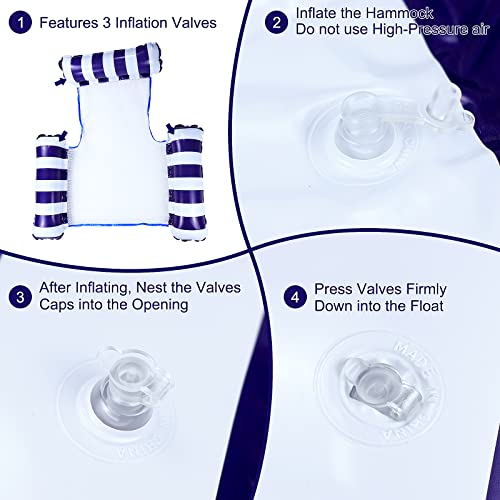 Homgaty Water Hammock, 4-in-1 Multi-Purpose Inflatable Pool Hammock, Swimming Pool Float Hammock Portable with 2 Pcs Inflatable Drink Holders for