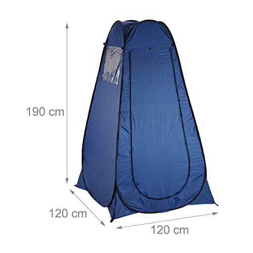 Relaxdays Pop Up Changing Tent, H x W x D: 190 x 120 x 120 cm, Waterproof Instant Tent, Compact, UV 50+, Blue