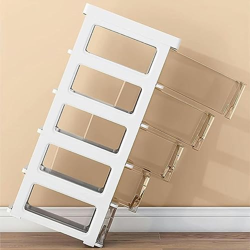 OPSREY Bathroom Floor Cabinet Storage Cabinet, 18cm(7inch) Freestanding Slim Toilet Paper Storage Cabinet with Clear Drawers and Casters Vertical