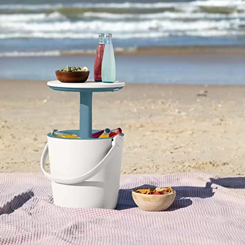 Keter Go Bar 4.2 Gallon Beer and Wine Cooler with Handle and Pop Up Outdoor Table - Perfect for Your Patio, Picnic, and Beach Accessories, Teal