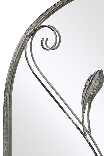 MirrorOutlet The Arcus - Concrete Colour Framed Modern Arched Garden Wall Mirror 31" X 18" (80CM X 46CM) Silver Mirror Glass with Black All weath