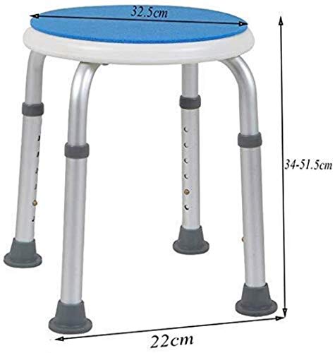 Bath Stools,Shower Stool Round Shower Stool for Bathroom - Height Adjustable | Facilitated Aluminum Alloy Bathroom Chair (Blue)