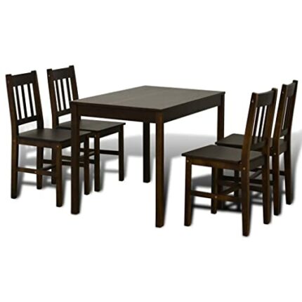 DINGZZ Wooden kitchen Bar Tables and Chairs Set Dining Room Table Set for 4 Brown