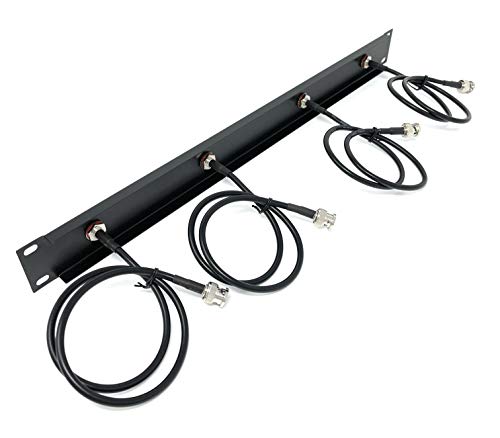 Generic 19inch Antenna Re-location Rack Mount Kit 1U Front Panel 4 Hole Ports w/ 4 Cables