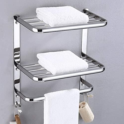 Home Bath Towel Rack, Heavy Duty Stainless Steel Towel Shelf for Bathroom, Wall Mount Towel Racks for Bathroom Brushed Nickel Finish