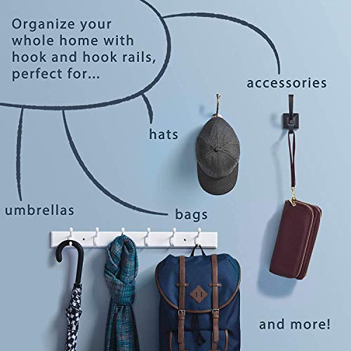 Liberty Hardware 165541 Coat Rack, 27-Inch, Wall Mounted Coat Rack with 6 Decorative Hooks, Soft Iron and Cocoa