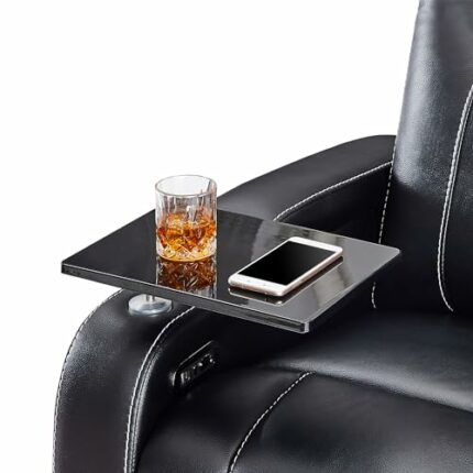 Weilianda Home Theater Seating Series Swivel Tray Table Bright Black