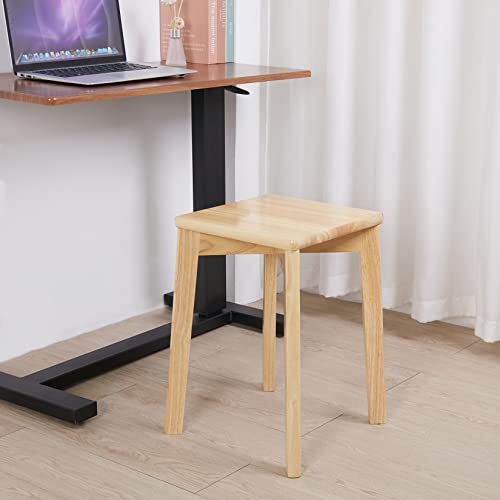 FATIVO 2 Pack Stacking Stool Wood Square Stool Anti-Slip Max Load 165 lbs Comfortable Seat Bamboo Student Stack Chair Backless Dressing Stool Din