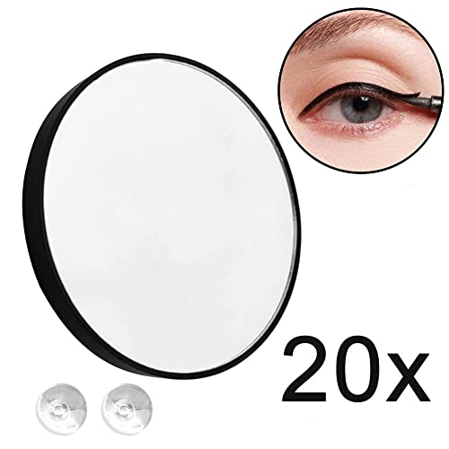 gofidin Makeup Mirror Round 20x Magnifying Mirror with Two Suction Cups for Easy Mounting Remove Acne pores Cosmetics Tool