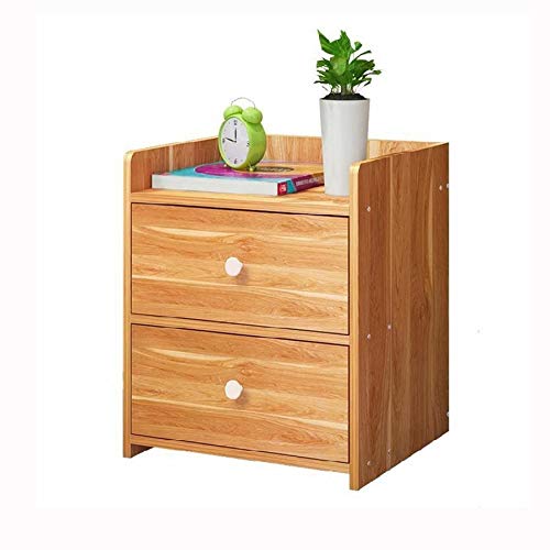 JYDQM Double Drawer Design Bedroom Bedside Table, Simple Bedside Table Bedroom Wooden Locker