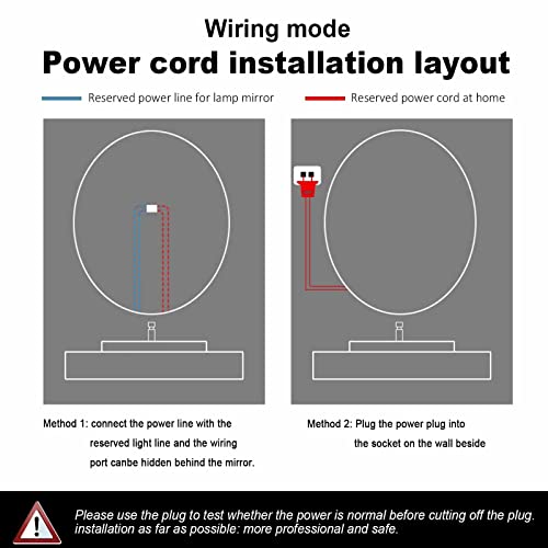Led with lights,oval mirrors for bathroom,Anti-Fog wall mounted,Tricolor Lights, Color Temperature Adjustable,Energy -saving. (Color : White+anti