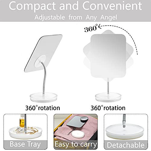 Jasefa Desk Makeup Mirror with Detachable 10x Magnification,360° Rotation Flexible Gooseneck Mirror with Stand,Tabletop Cosmetic Mirror,Good for