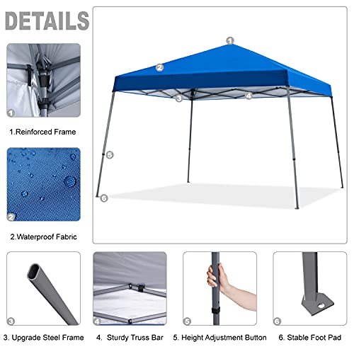 MasterCanopy Portable Pop Up Gazebo tent with Large Base (2x2,Blue)