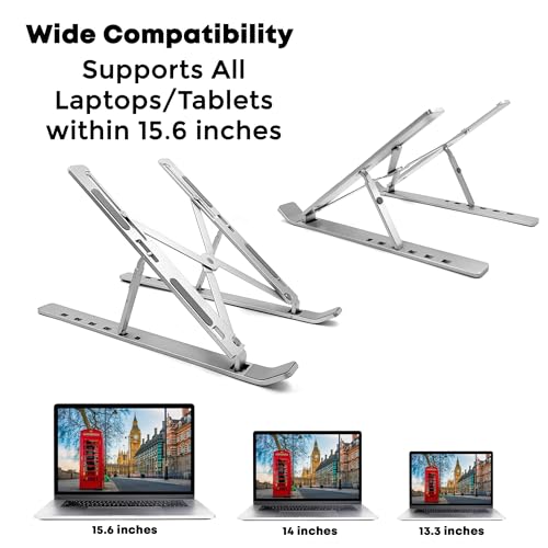 K-MART Extra Strong Adjustable Laptop Stand Riser Laptop Holder for Desk Air-Ventilation Notebook Mount, Compatible with MacBook Air, Pro, Dell,