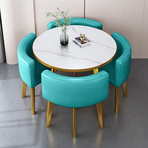 Office Reception Round Dining Table Set for 4, Business Reception Desk Table and Chair Combination,Hotel Lobby Dining Table Set,Bedroom Balcony L