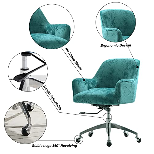 Warmiehomy Office Chair Velvet Swivel Desk Chair Height Adjustable Computer Chairs Ergonomic Office Chair With Arms Comfy Armchair For Home Offic
