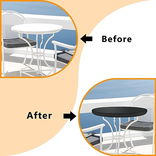 Kovshuiwe Diameter 94cm Black Garden Table Cover Round, Patio Table Top Cover Set,Garden Furniture Cover Fitted Round Outdoor and Indoor Use, Wat