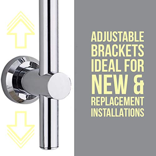 Keenware Chrome Shower Riser Rail with Push Button Adjustable Bracket; 700mm