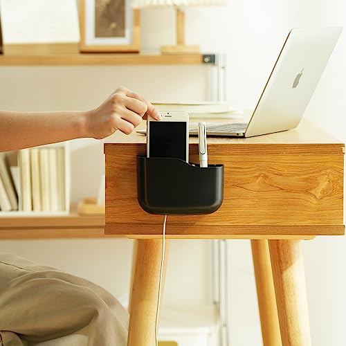 SUNFICON 2 Pack Adhesive Remote Control Holder Wall Mount Media Player Controller Holder Universal TV Remote Organiser Caddy Box Hollow Bottom Ea