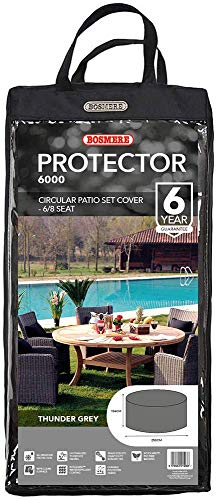 Bosmere Protector 6000 6-8 Seat Circular Patio Set Cover - Grey, U523 & Furniture Cover Bungee Ties, Pack of 10, Black, A510