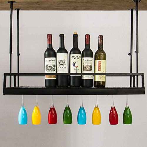 KEppd Wall Mounted Wine Bottle Rack | Wall Mounted Wine Rack | Bottle & Glass Holder | Hanging Wine Holder | Floating Wine Shelf | Home & Kitchen