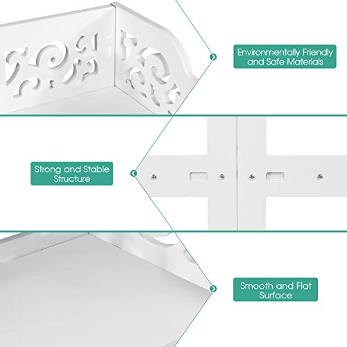 SOULONG 3 Tier Composite Wood Plastic Shoe Rack Storage Organiser White Openwork for Shoes 40 x 23 x 51 cm, White