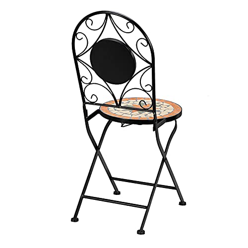 HONGRU Garden Chairs Set of 2, Outdoor Patio Garden Bistro Ceramic Inlaid Maple Leaf Shape Elegant Design Mosaic Chair Set -(Delivery in 3-15 Day