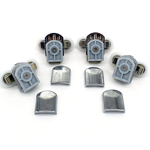 Set of 4 Twin Shower Door Rollers Runners Wheels Pulleys 23mm Wheel Diameter Top Bottom Bathroom Replacement Parts