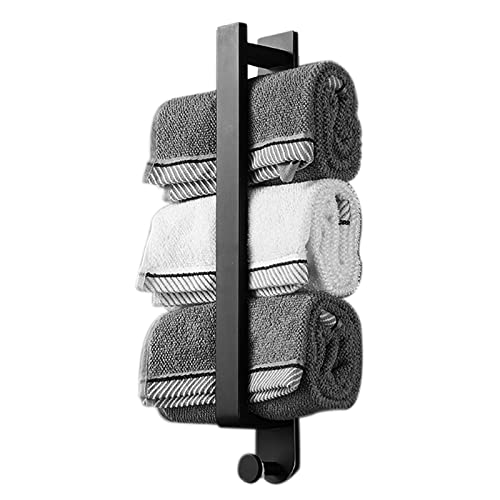 Towel Rail,Towel Rail Wall Mounted,Self Adhesive Towel Holder,No Drilling Stainless Steel Towel Rack with Hook,Bathroom Accessories,40cm Rolled T