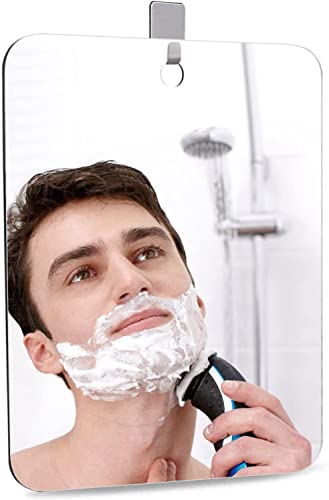 Deluxe Large Fogless Shower Mirror, Fogless Shaving Mirror(7.48 in X 11 in), Anit-Fog Shaving Mirror with Hook, Fog Free Wall Hanging Makeup mir