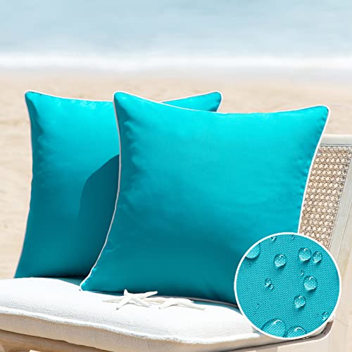 Phantoscope Pack of 2 Outdoor Waterproof Throw Pillow Covers Decorative Square Outdoor Pillows Cushion Case Patio Pillows for Couch Tent Sunbrell
