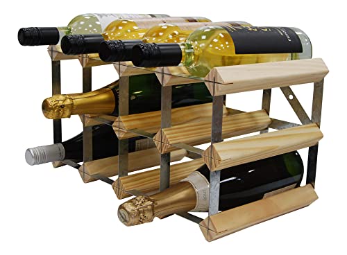 DS Wineware 12 Bottle 4X2 Traditional Wine Rack - Fully Assembled - FSC Certified Natural Pine