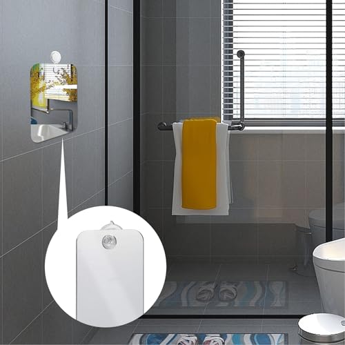 Luqune 2Pcs Fogless Shower Mirror for Men, Free Shaving Mirrors Shatterproof Portable Wall Hanging Shower Mirror for Shaving and Makeup Applicati