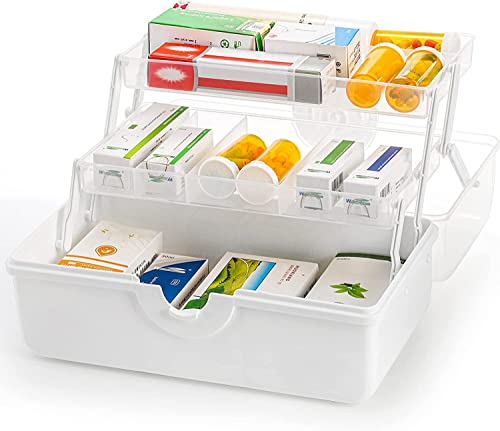 Lawei 3-Layer Medication Storage Multi-Purpose Storage Box Medicine Cabinet Portable with Handle Medicine Case Craft Box Sewing Supplies Organise