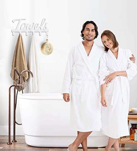 Livelab Towel Rack, Towel Racks for Bathroom Wall Mounted, 6 Hooks White Towel Holder for Bathroom Space Saving, Waterproof Rustproof Easy Instal