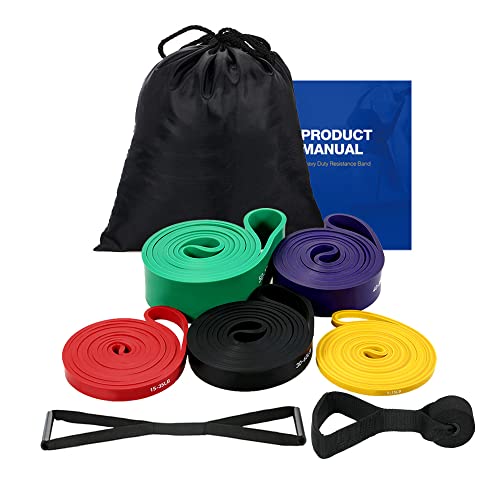 TOMSHOO Elastic Strength Training Band, 5 resistance bands + 1 door anchor + 1 handle, natural latex, elastic, for sports, strength training, for
